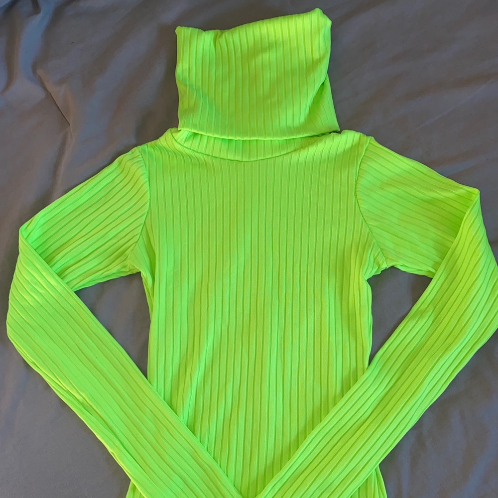 Neon Ribbed Turtleneck